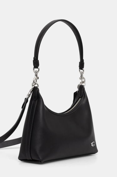 Axelväska Coach Leather Shoulder Bag with Chain Strap Svart | CW640, 1