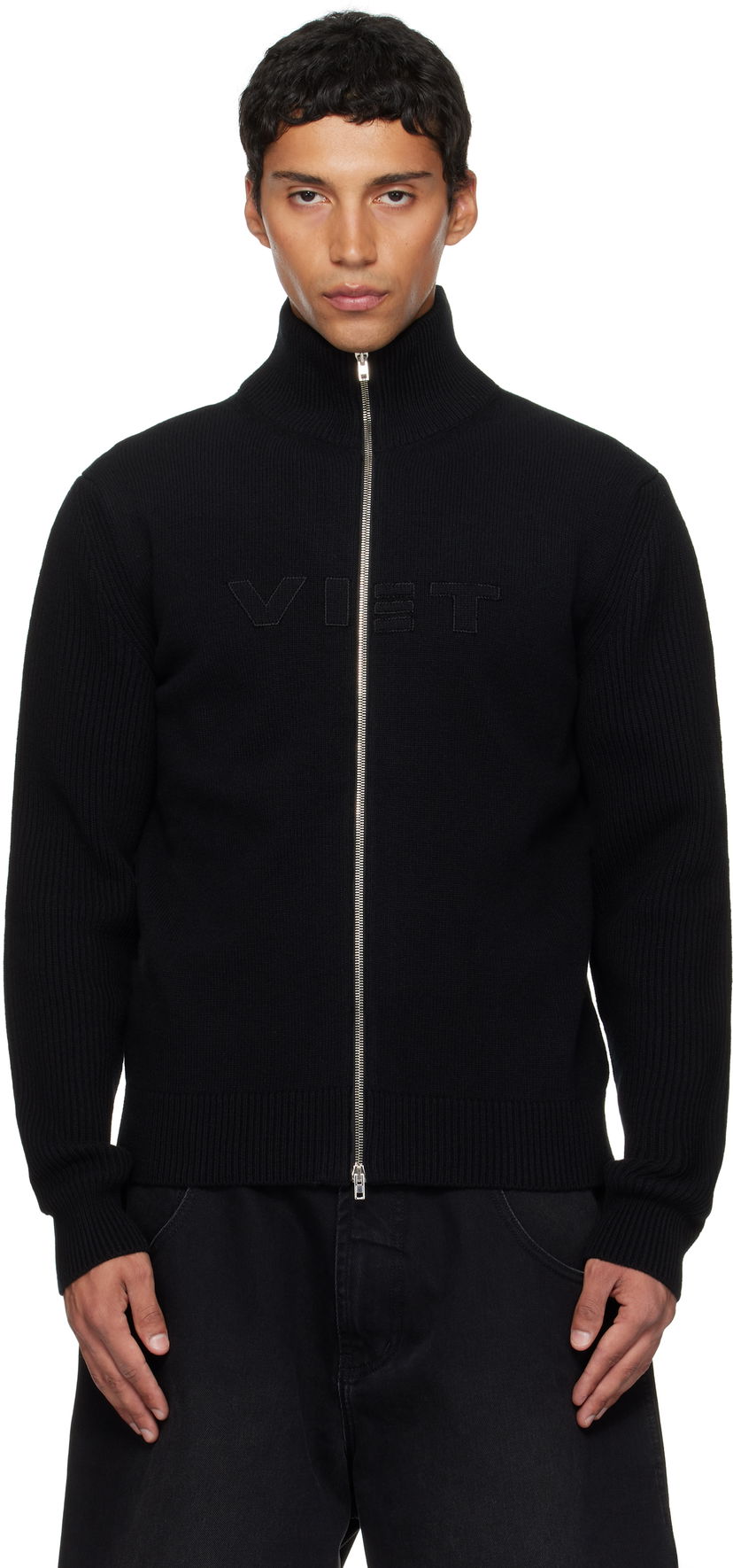 Sweater VETEMENTS VETEMENTS 'VET' Zip-Up Sweater Svart | UH76KN400B