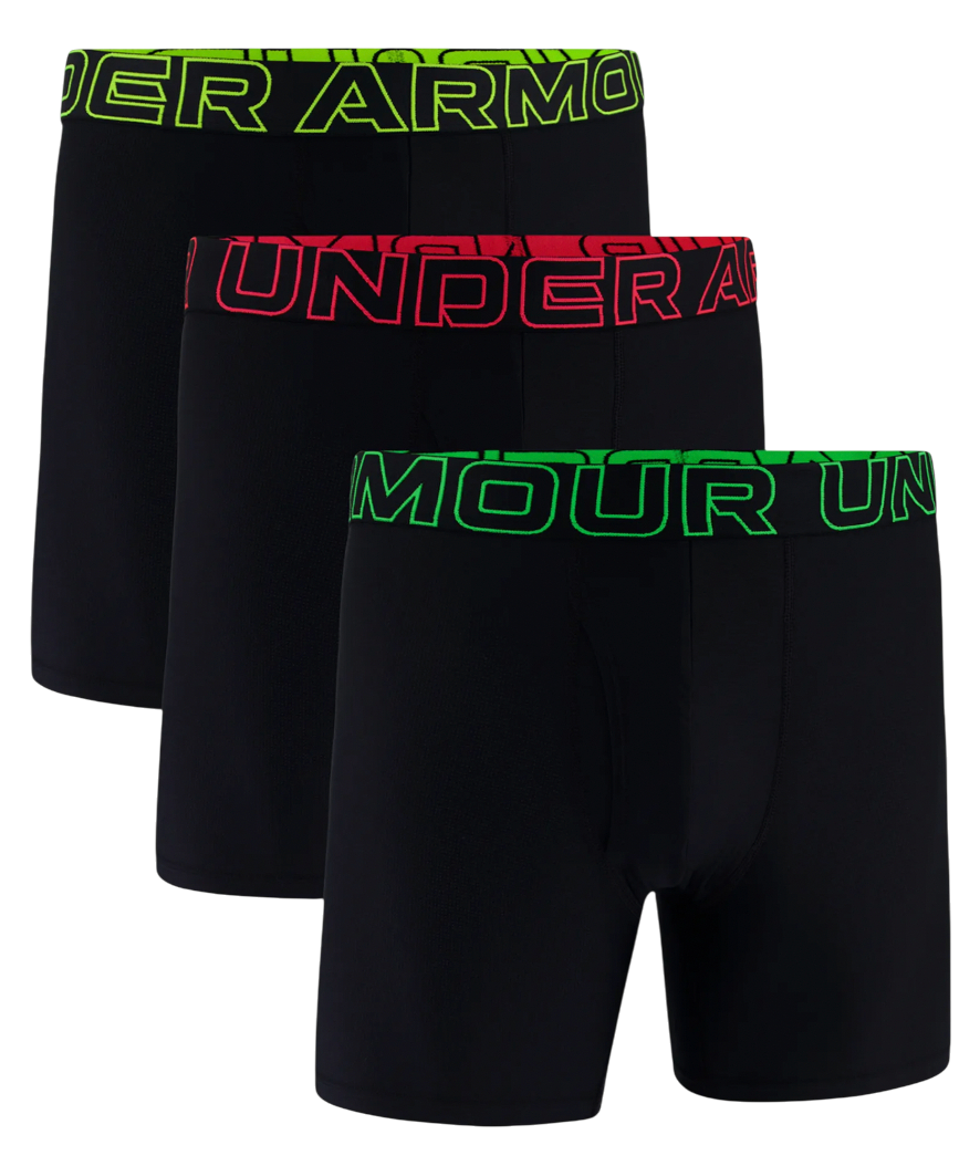 Boxare Under Armour Performance Tech Mesh 6-Inch 3-Pack Boxer Briefs Svart | 1383884-005, 0