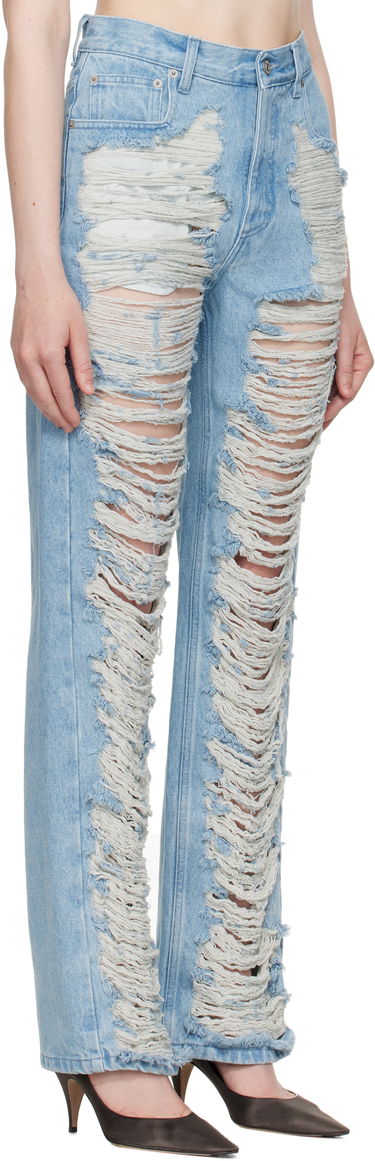 Jeans Maison Margiela MM6 Maison Margiela Shredded Straight Leg Jeans Blå | S62LB0199 M30018, 1