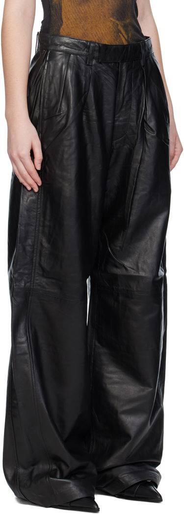 Byxor R13 R13 Pleated Wide Leg Leather Pants Svart | R13WR440-R426A, 1