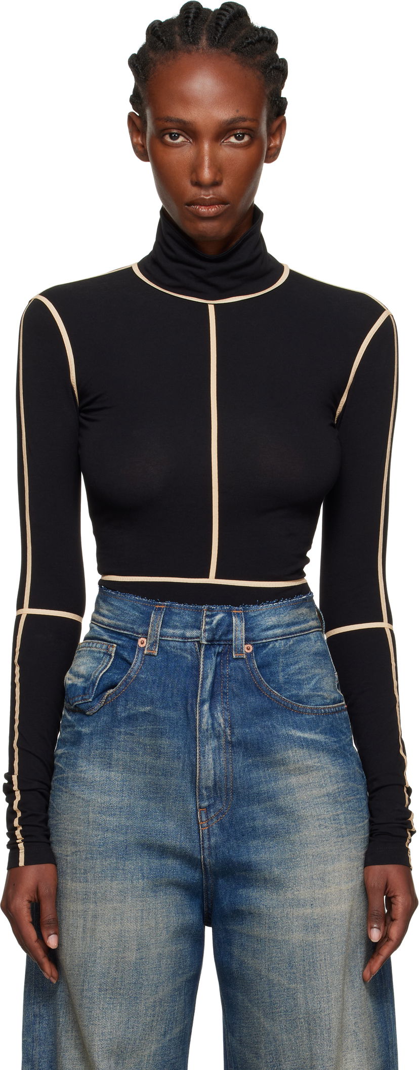 Kropp Maison Margiela MM6 Maison Margiela Long Sleeve Turtleneck Bodysuit Svart | S52NA0072 M20125