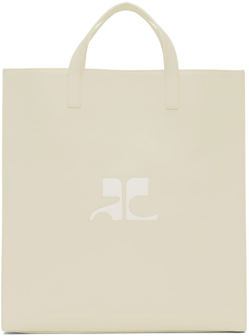 Tygpåse Courrèges Courrèges Heritage Tote Bag Vit | 124GSA087CR0027
