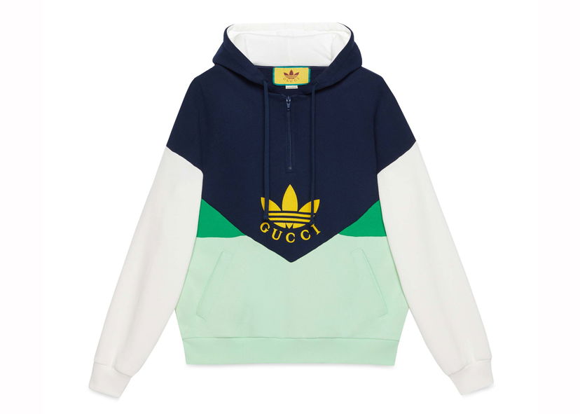 Sweatshirt Gucci x Adidas Hooded Sweatshirt Blue Turkos | 724666 XJE20 3846