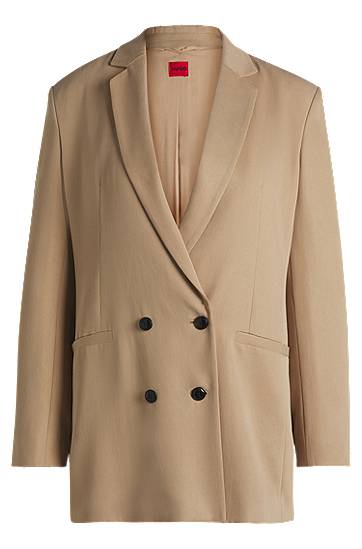 Jacka BOSS Relaxed Fit Double-Breasted Blazer Beige | 50540819