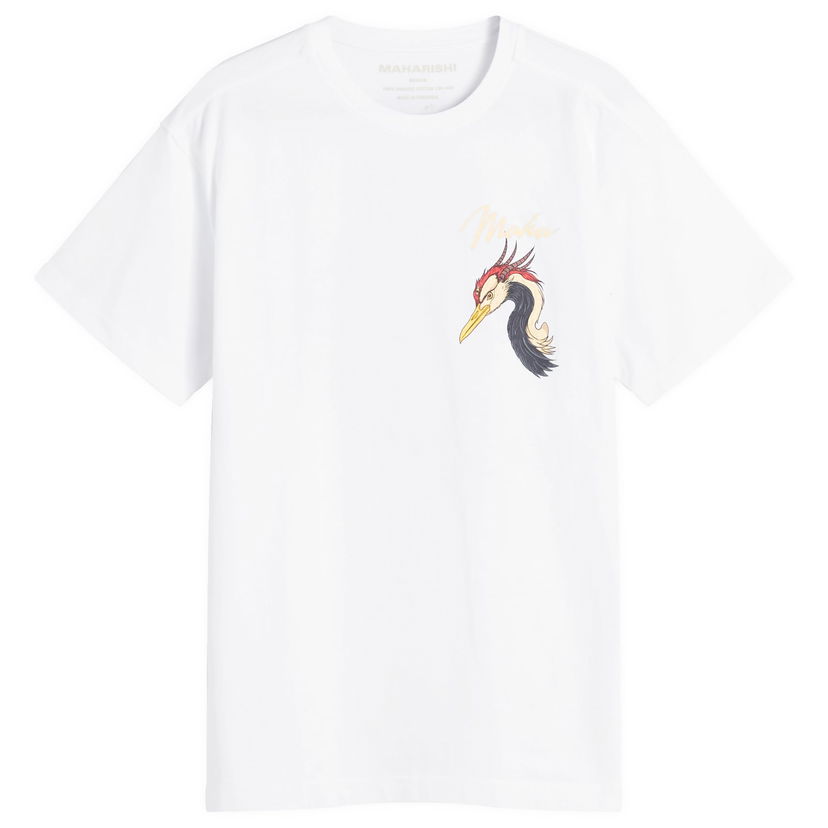 T-shirt Maharishi Year of the Crane Graphic Tee, Size Large Vit | 1580-WHT