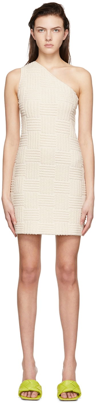 Klä Bottega Veneta Toweling One-Shoulder Mini Dress Vit | 686309 V1LW0