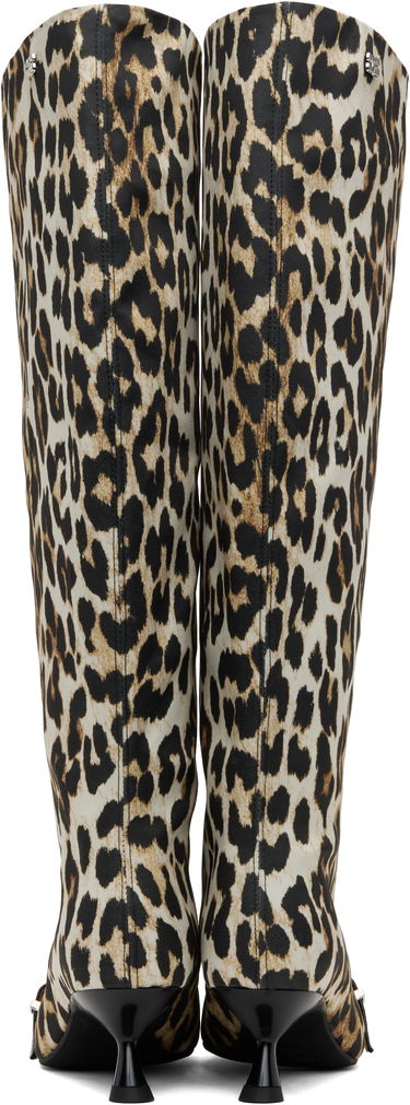 Tillbehör GANNI GANNI Slouchy Leopard-Print Kitten Heel Boots Flerfärgad | S2877, 1