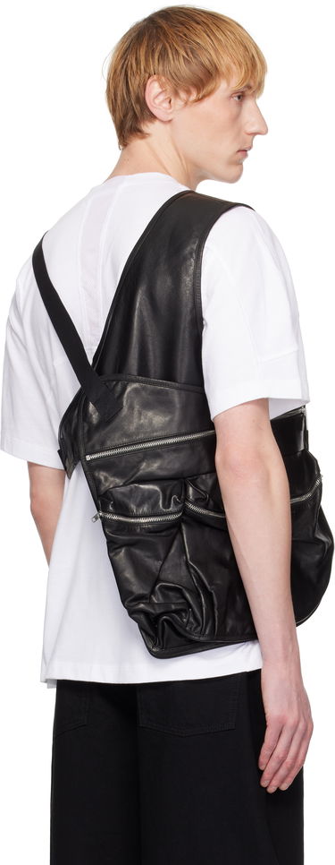 T-shirt Helmut Lang Helmut Lang Utility Bag Leather Vest Svart | P01HM101, 2
