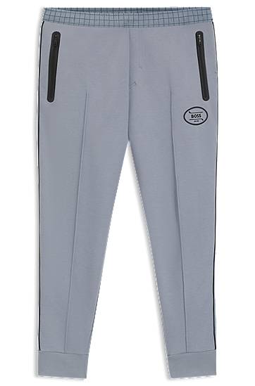 Träningsbyxor BOSS BOSS Check-Print Piqué Tracksuit Bottoms Grå | 50543466