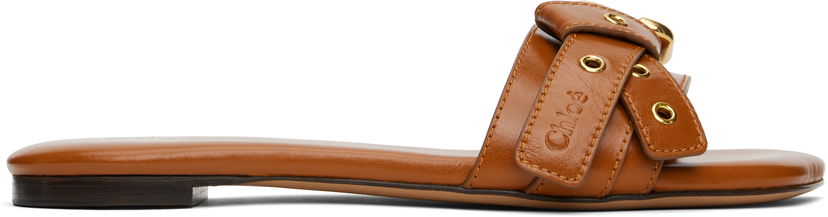 Tillbehör CHLOÉ Chloé Mae Leather Sandals Brun | CHC25S08NQJ