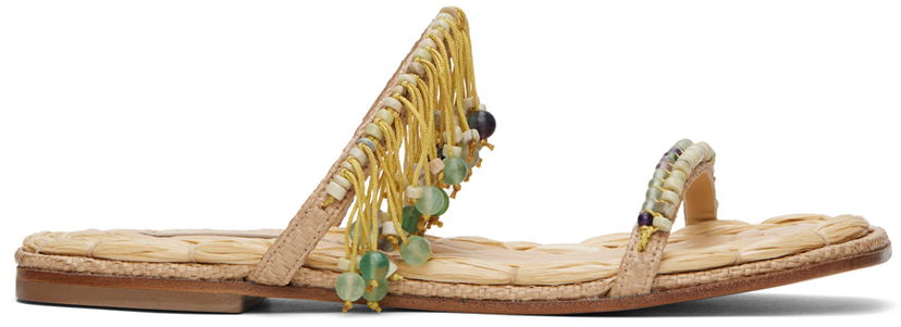 Tillbehör Dries Van Noten Dries Van Noten Embellished Raffia Sandals Beige | WS241-1104-803