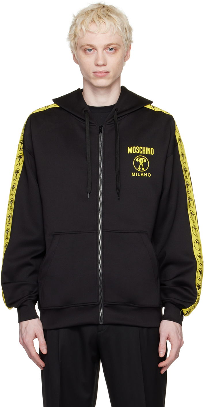 Sweatshirt Moschino Double Question Mark Logo Zip Hoodie Svart | 1724 2029
