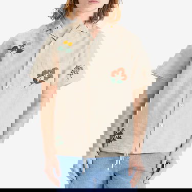 Skjorta Portuguese Flannel Flannel Embroidered Vacation Shirt Beige | SS25-086-NAT, 2