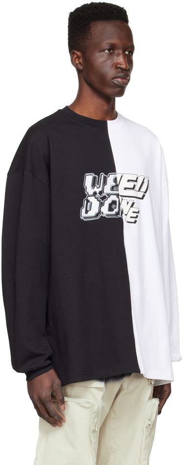 Sweatshirt We11done We11done Half & Half Logo Long Sleeve T-Shirt Flerfärgad | WD-TT1-22-557-U-BW, 1