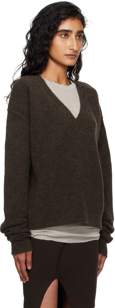 Sweater Rick Owens Rick Owens Tommy V-Neck Sweater Beige | RP02E4650 KWP, 4