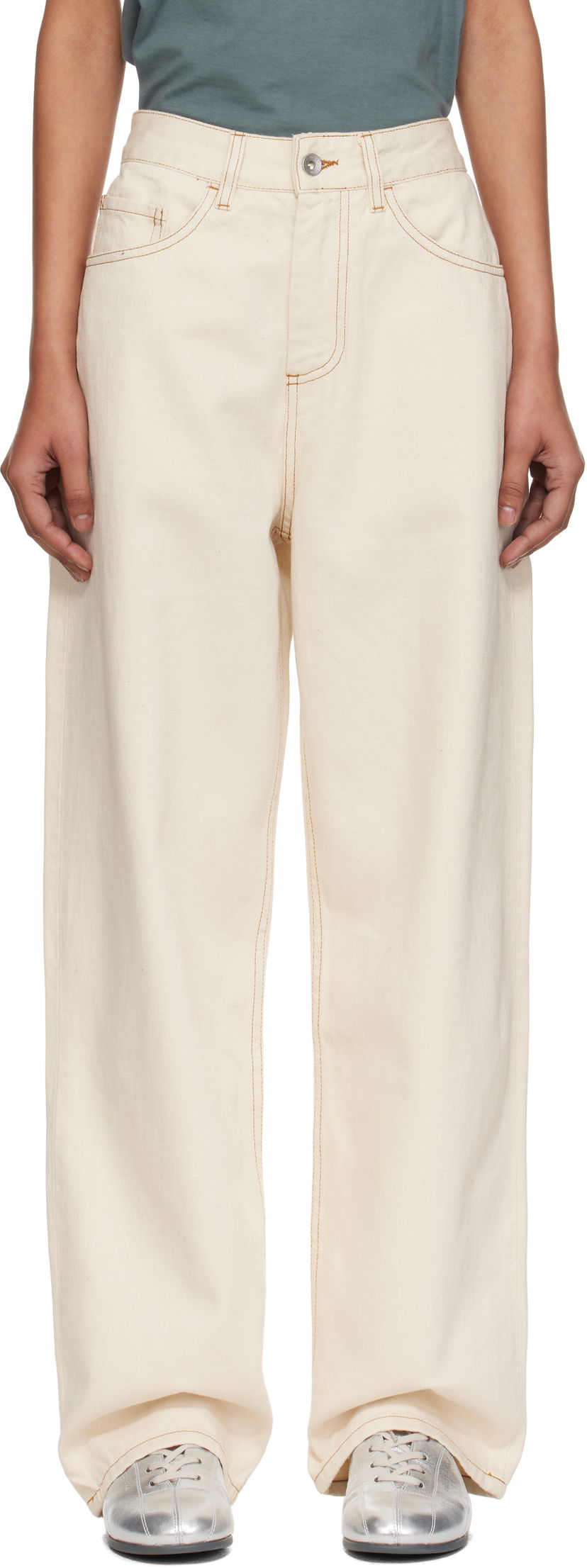 Jeans YMC YMC Earth Silver Jeans Vit | Q4AZI