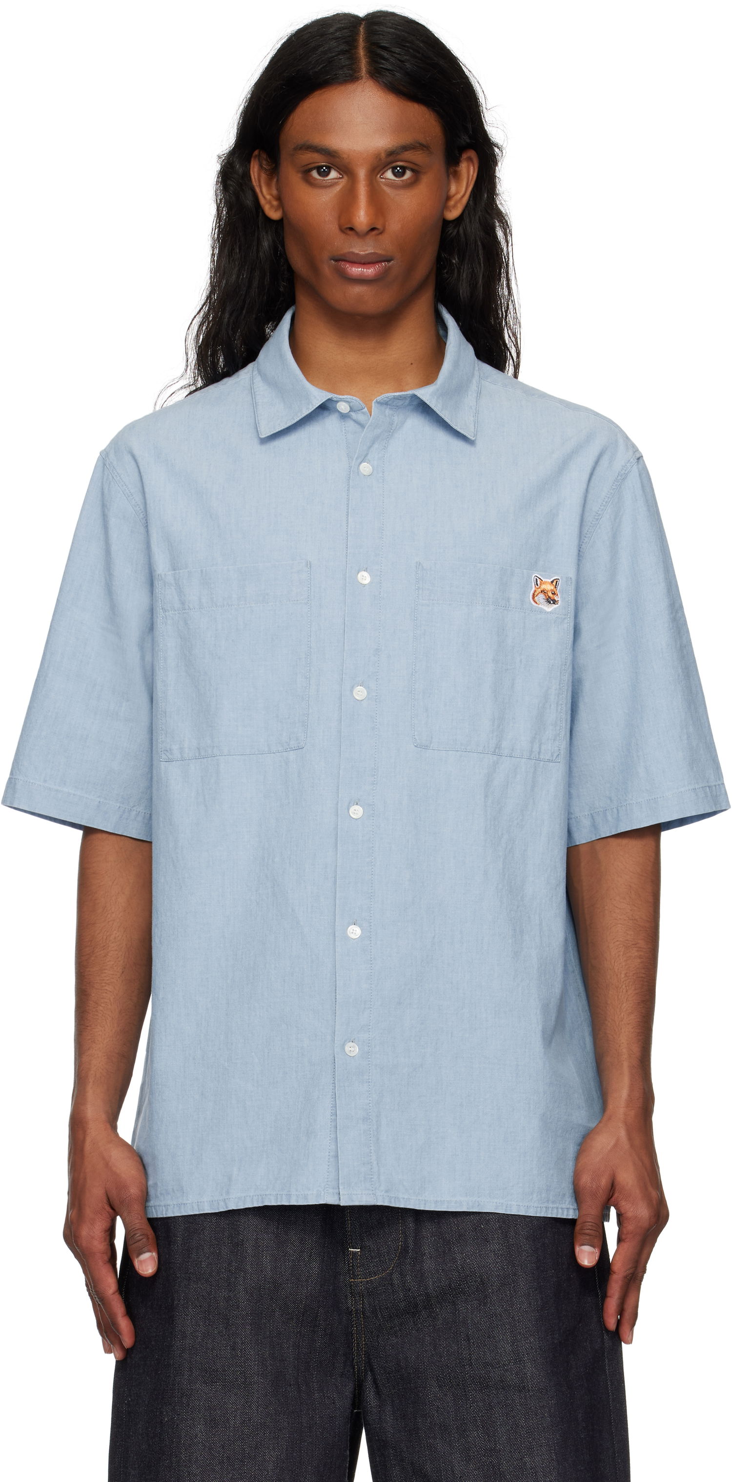 Skjorta MAISON KITSUNÉ Maison Kitsuné Relaxed Short Sleeve Shirt Blå | OM00424WC5006, 0
