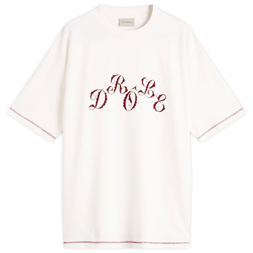 T-shirt Drôle de Monsieur Stagger Logo T-Shirt, Size Large Vit | H-TS264-CO002-OW
