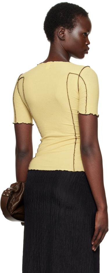 T-shirt Baserange Baserange Omato 3/4 Sleeve Lettuce Edge T-Shirt Gul | TTO3-RB-SP25, 2