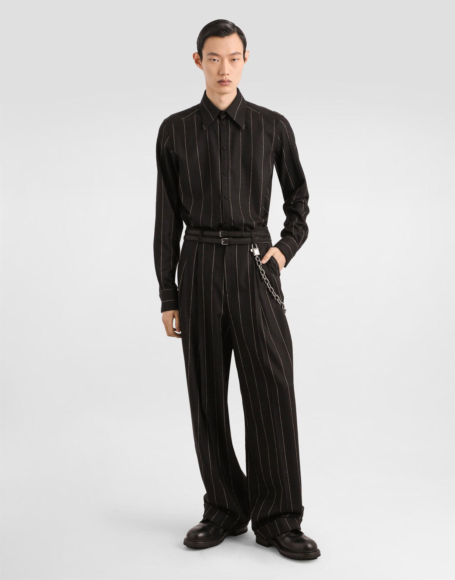Skjorta Dolce & Gabbana Dolce & Gabbana Pinstriped Flannel Shirt Svart | G5NP9TFRZAPS8051, 1
