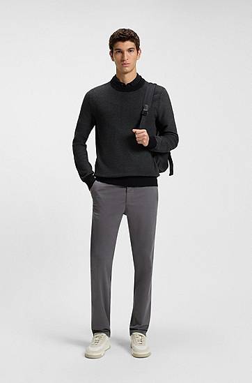 Sweater BOSS Cotton-blend sweater with two-tone structure Svart | 50548673, 1