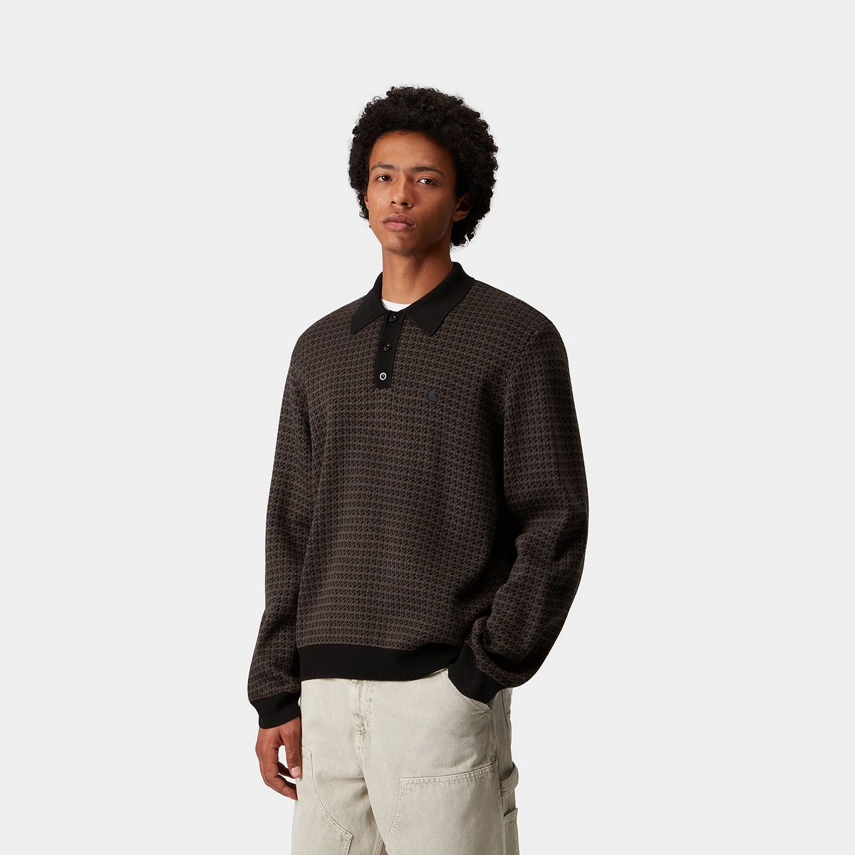 Polotröja Carhartt WIP L/S Lowis Polo Houndstooth Flerfärgad | I035395_10, 0