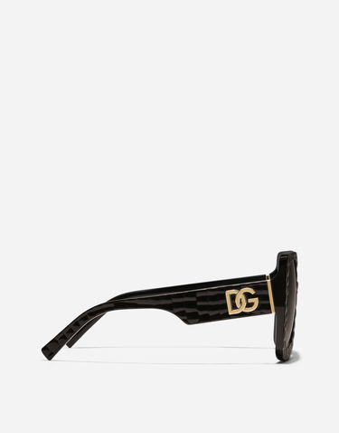 Solglasögon Dolce & Gabbana Oversized Square Crossed Textured Gradient Sunglasses Svart | VG4513VP88G9V000, 2