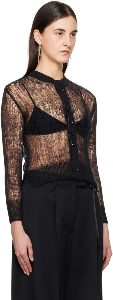Sweater Simone Rocha Simone Rocha Cropped Open Knit Cardigan Rosa | AMK20R 0643, 4