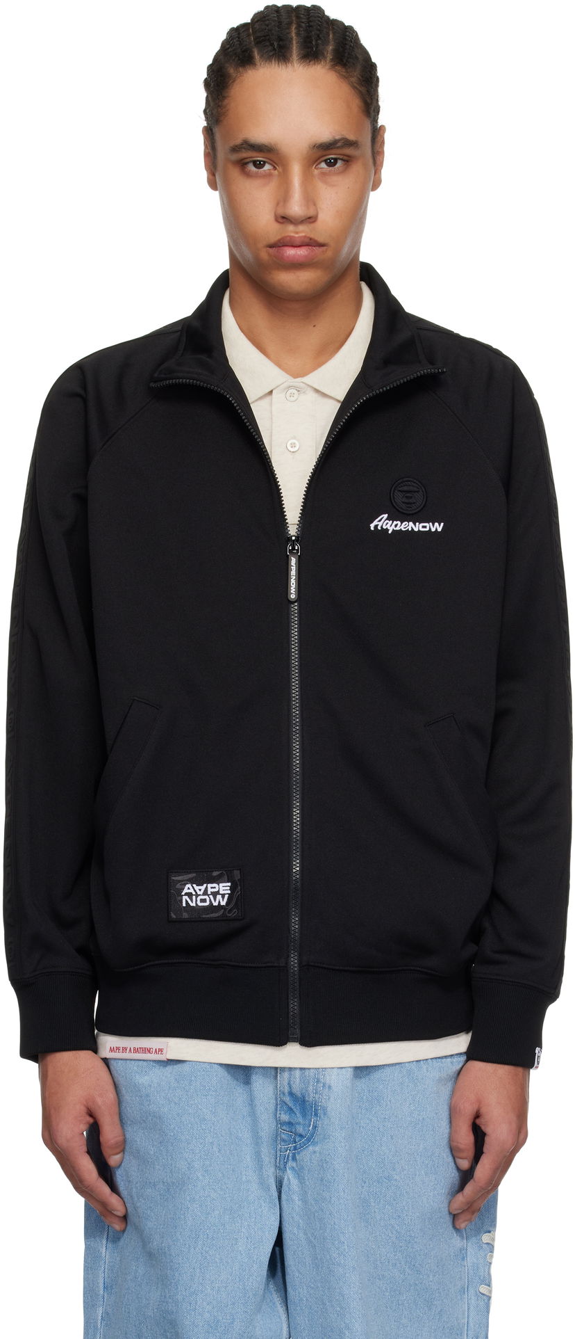 Vindjacka AAPE by A Bathing Ape AAPE by A Bathing Ape 'AAPE Now' Zip-Up Track Jacket Svart | AAPSWMC319XXNBKX
