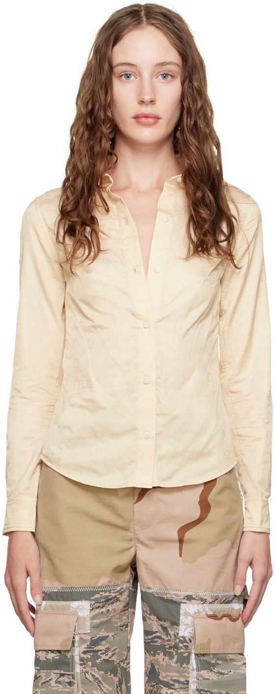 Skjorta Marine Serre Marine Serre Moonogram Button-Down Shirt Gul | T319FW22W