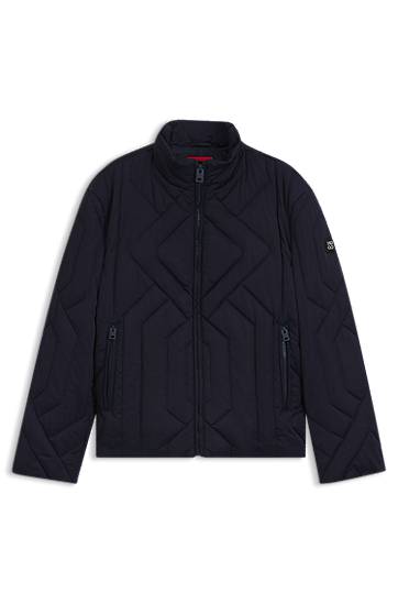 Jacka BOSS Quilted Satin Water-Repellent Jacket Mörkblå | 50546223