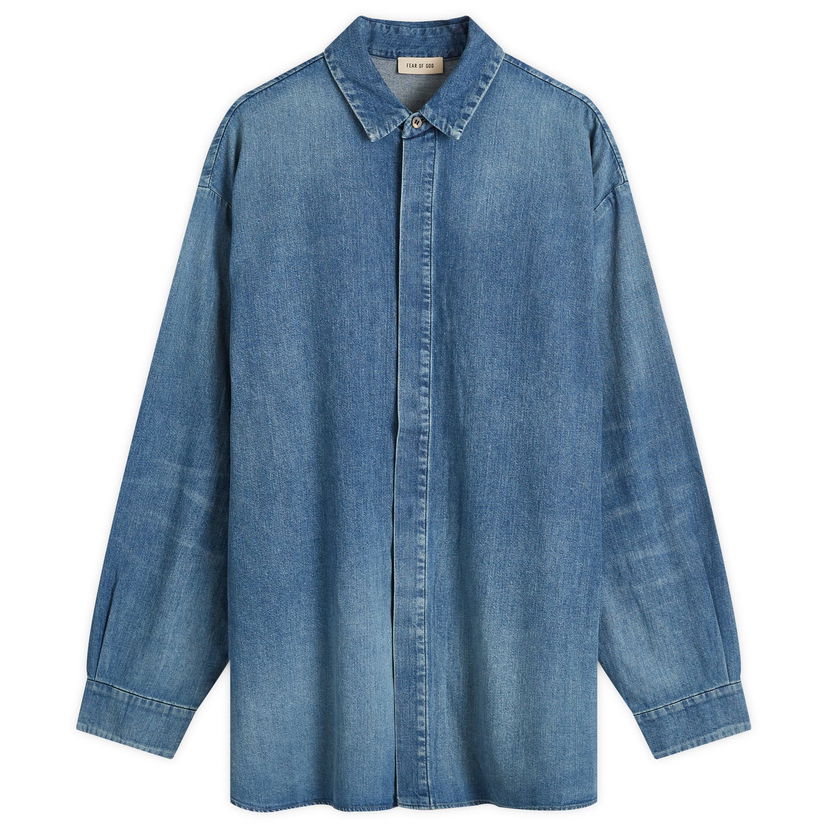 Skjorta Fear of God Shirt Large Blå | FG24FW50-1018DNM-436
