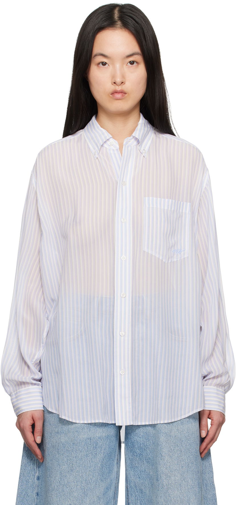 Skjorta Alexander Wang Alexander Wang Oversize Silk Chiffon Shirt Vit | 1WC2251012