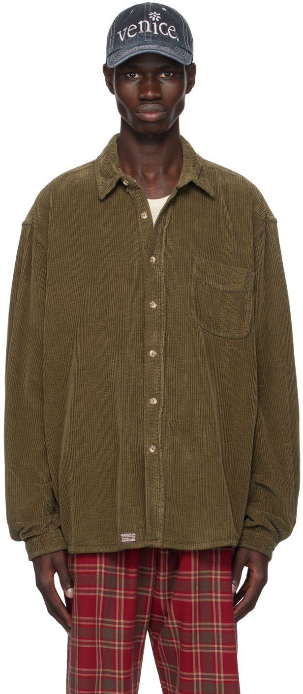 Skjorta ERL Corduroy Button-Up Shirt Grön | ERL09B009