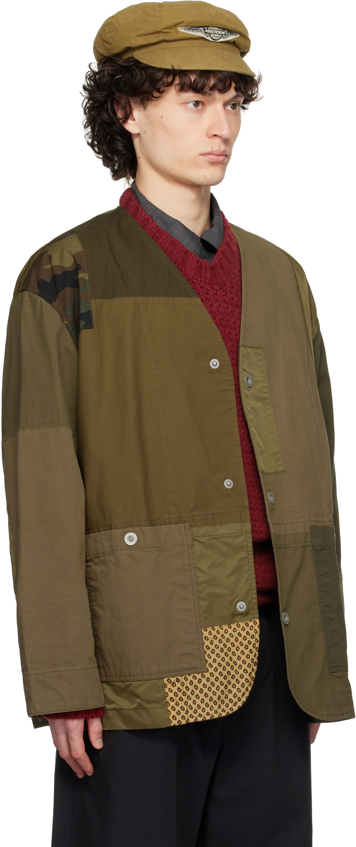 Vindjacka Comme des Garçons Homme Multi Fabric Mix Jacket Grön | HO-J017-051, 1