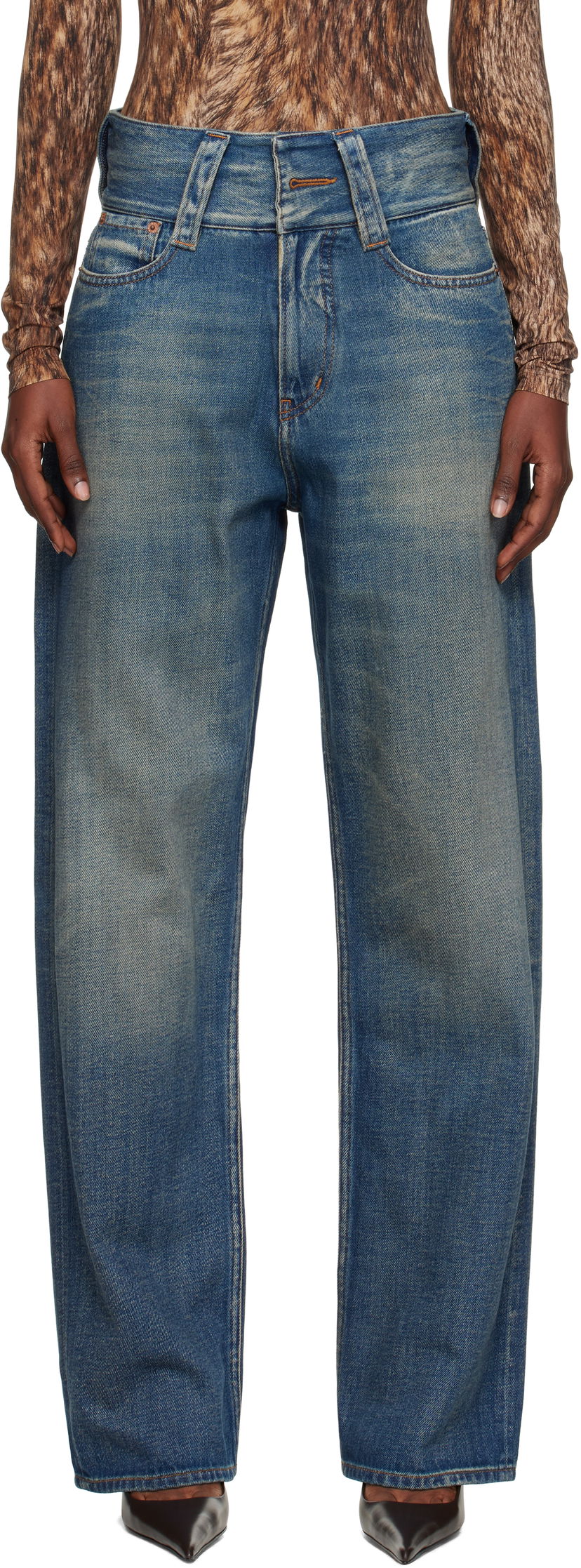 Jeans Maison Margiela MM6 Maison Margiela 5-Pocket Slub Jeans Blå | S52LA0259 M30017