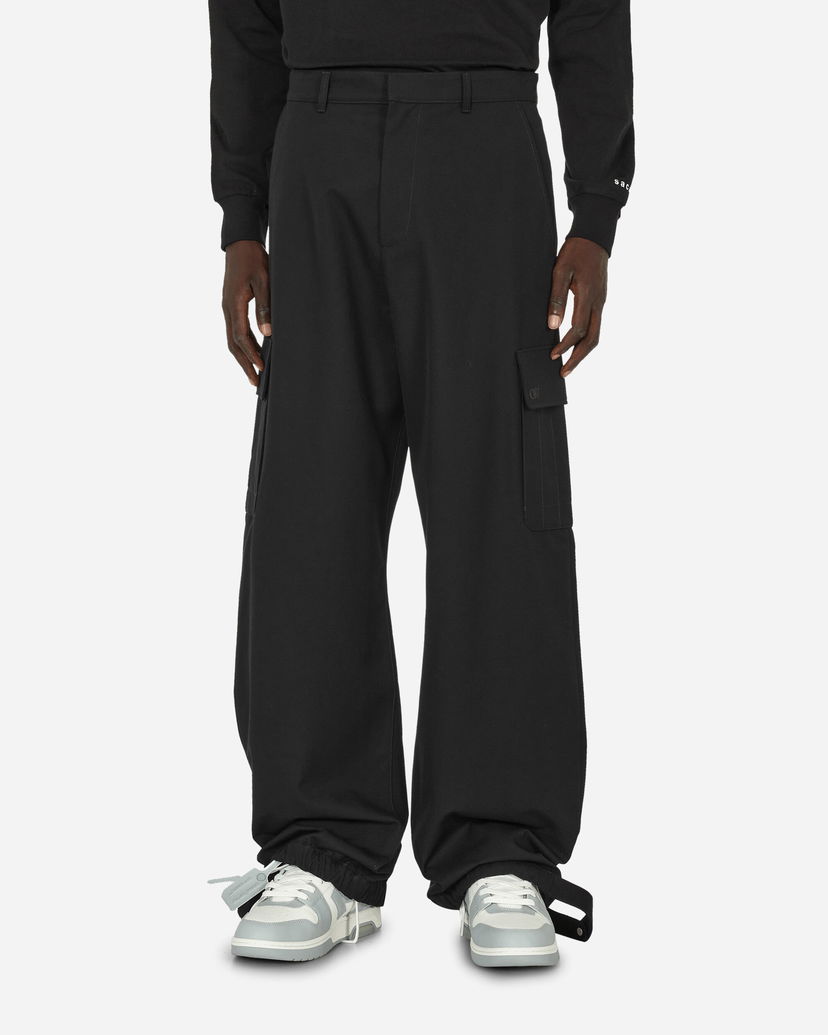 Cargo byxor Off-White Embroidered Wool Cargo Pants Black Svart | OMCF037F23FAB001 1010