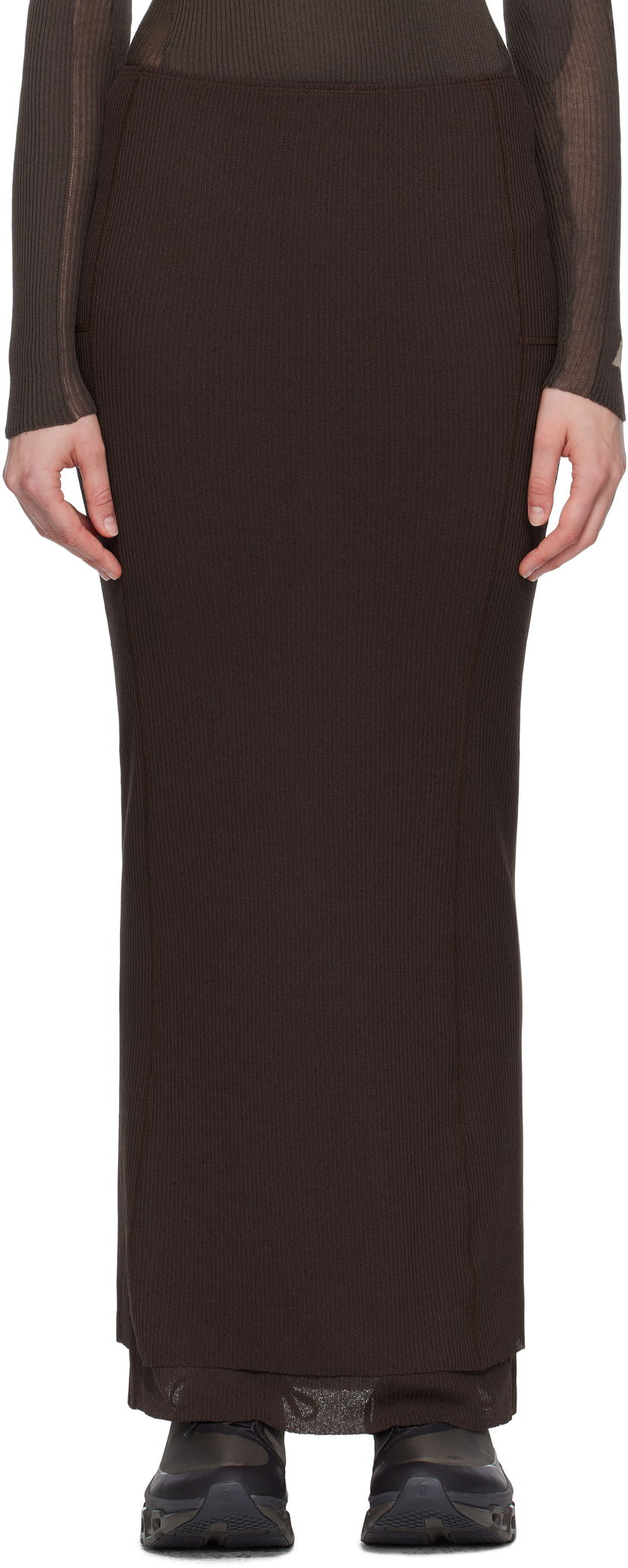 Kjol ROA ROA Long Sport Skirt Brun | RBWW017FA09