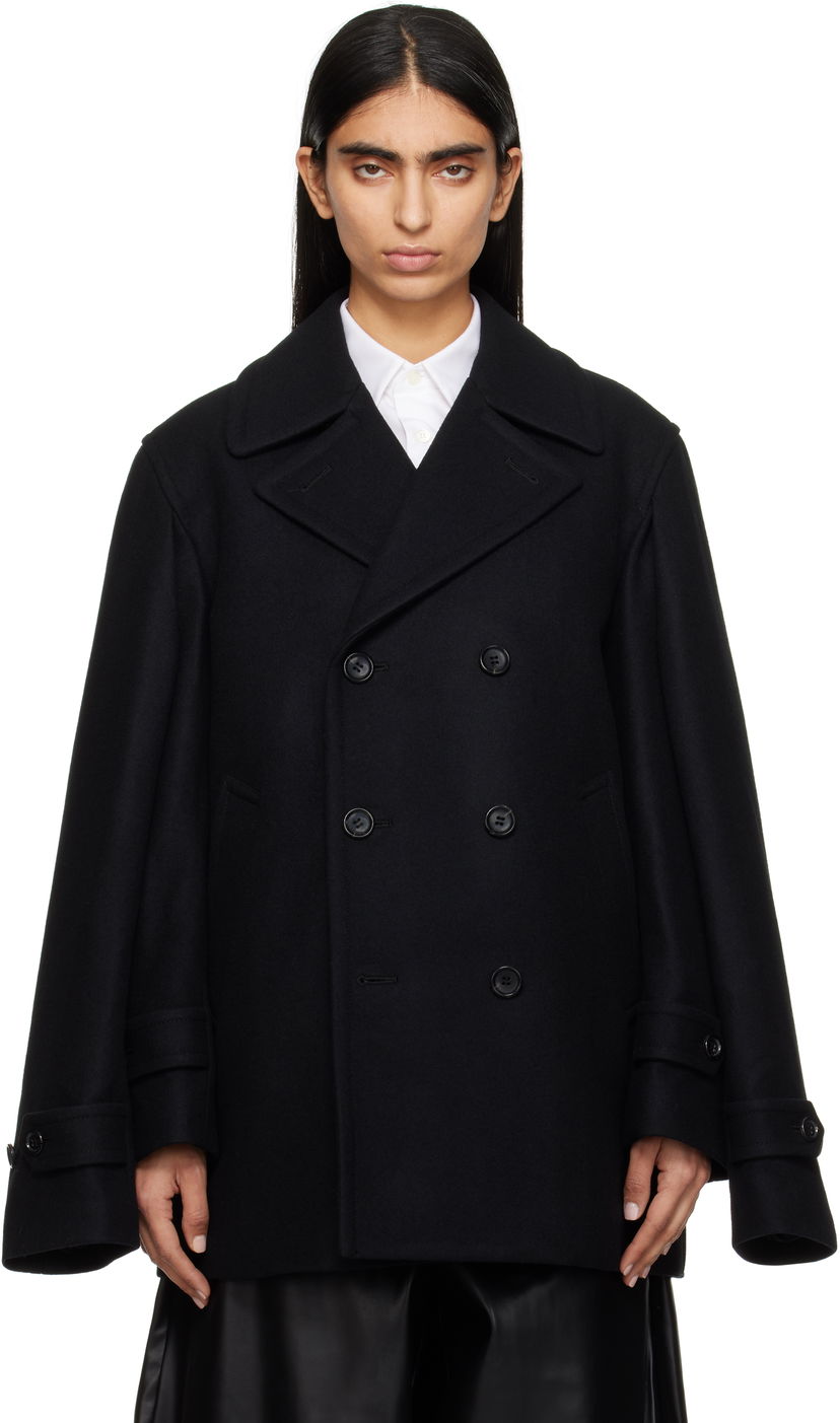 Trenchcoat Comme des Garçons Short Wool Jacket Svart | GN-C005-051