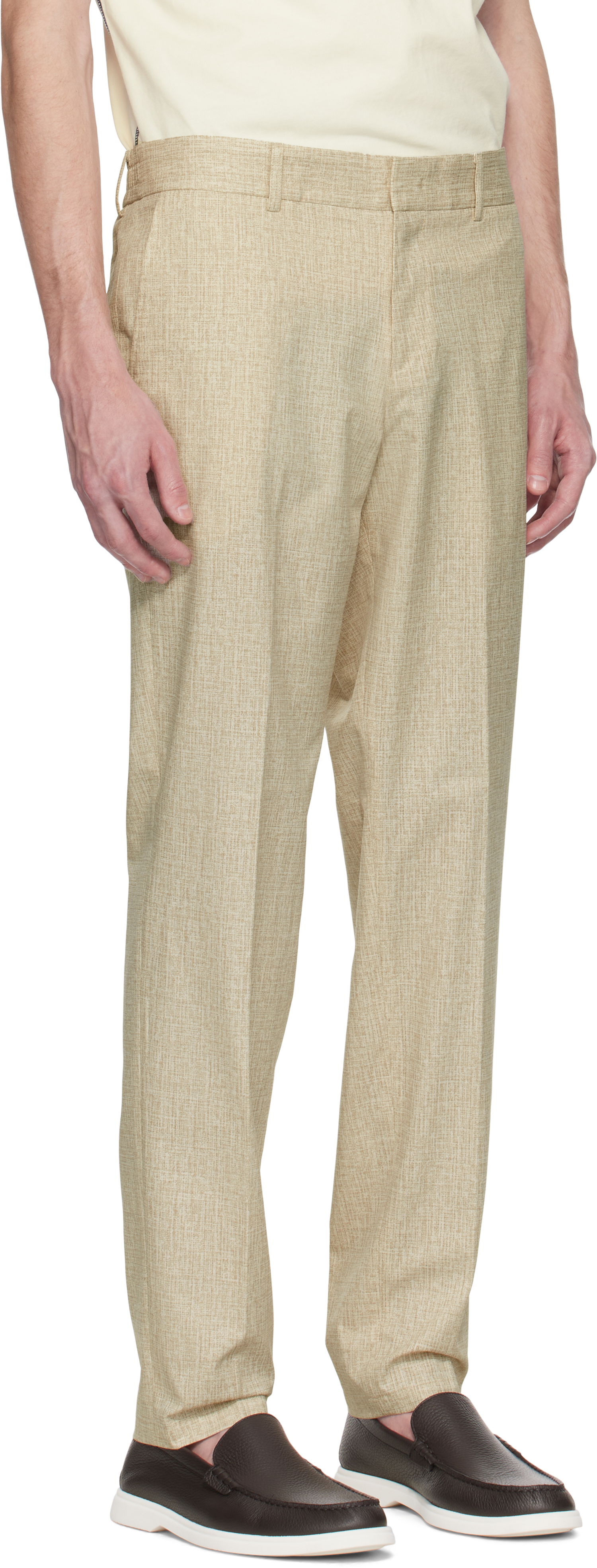 Byxor BOSS BOSS Formal Water-Repellent Trousers Beige | 50539484, 1