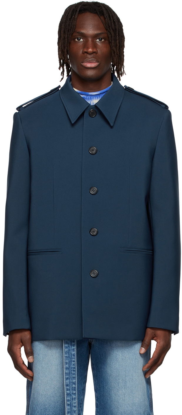 Jacka We11done We11done Regular Collar Jacket Mörkblå | WD-JK1-22-084-M-NV