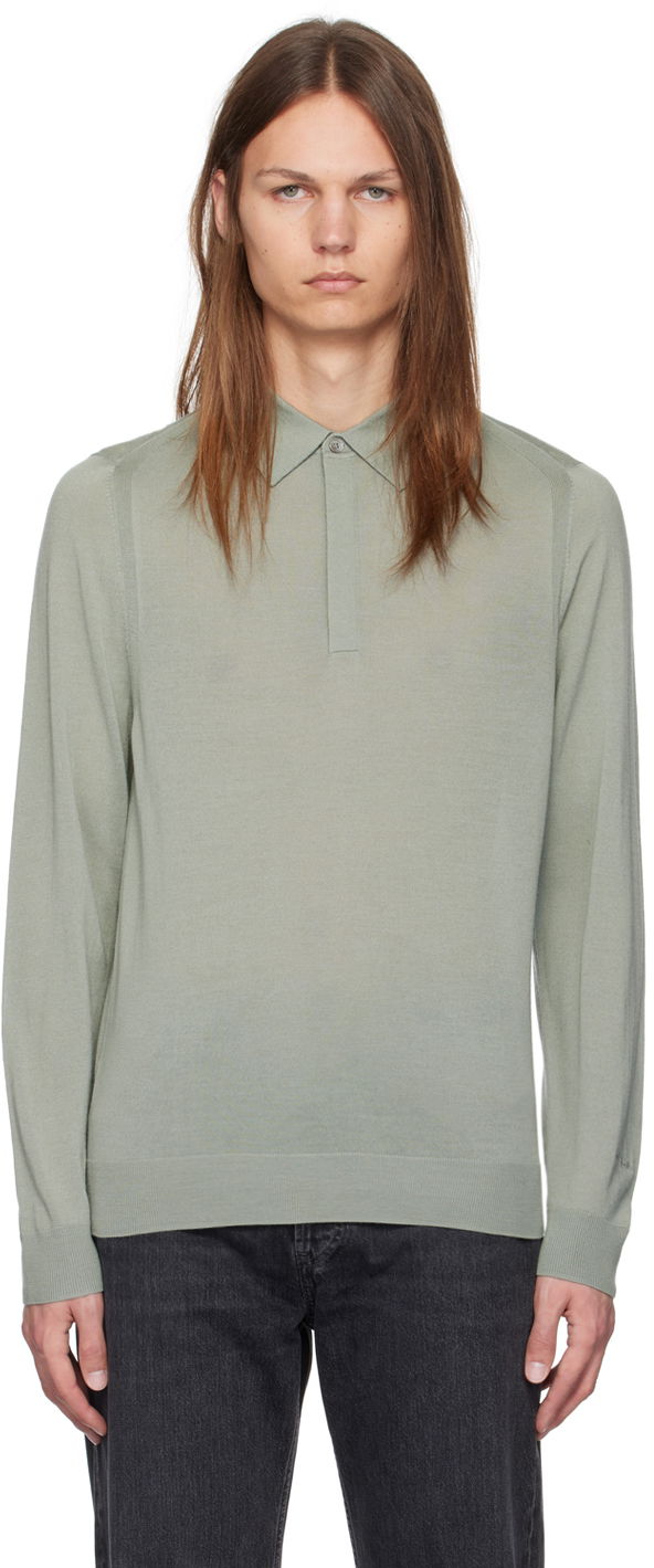 Polotröja Paul Smith Paul Smith Merino Long Sleeve Polo Grön | M1R-570X-M02093-36
