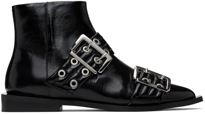 Jacka GANNI GANNI Feminine Buckle Flat Boots Svart | S2650
