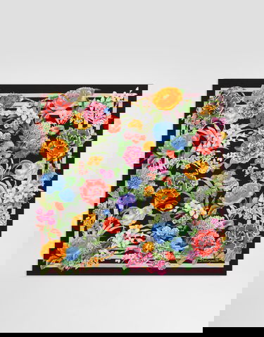 Halsduk Dolce & Gabbana Dolce & Gabbana Floral-Print Silk Twill Square Scarf Svart | FN092RGDCV8H45KU, 2