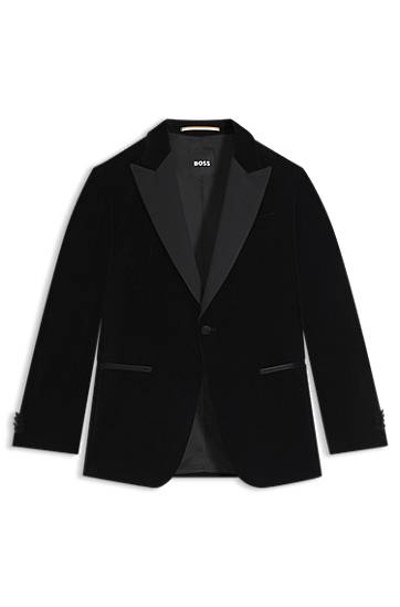 Jacka BOSS Slim-fit tuxedo jacket in cotton velvet Svart | 50551552, 0