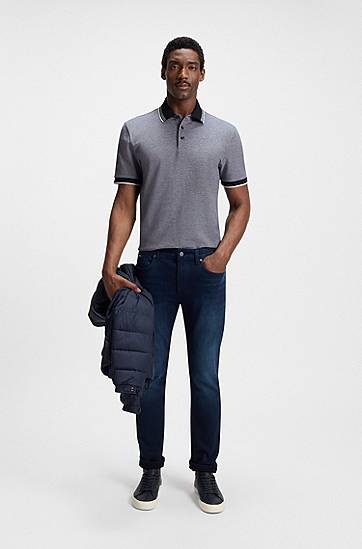 Polotröja BOSS BOSS Oxford Cotton Pique Polo Shirt with Logo Grå | 50521116, 1