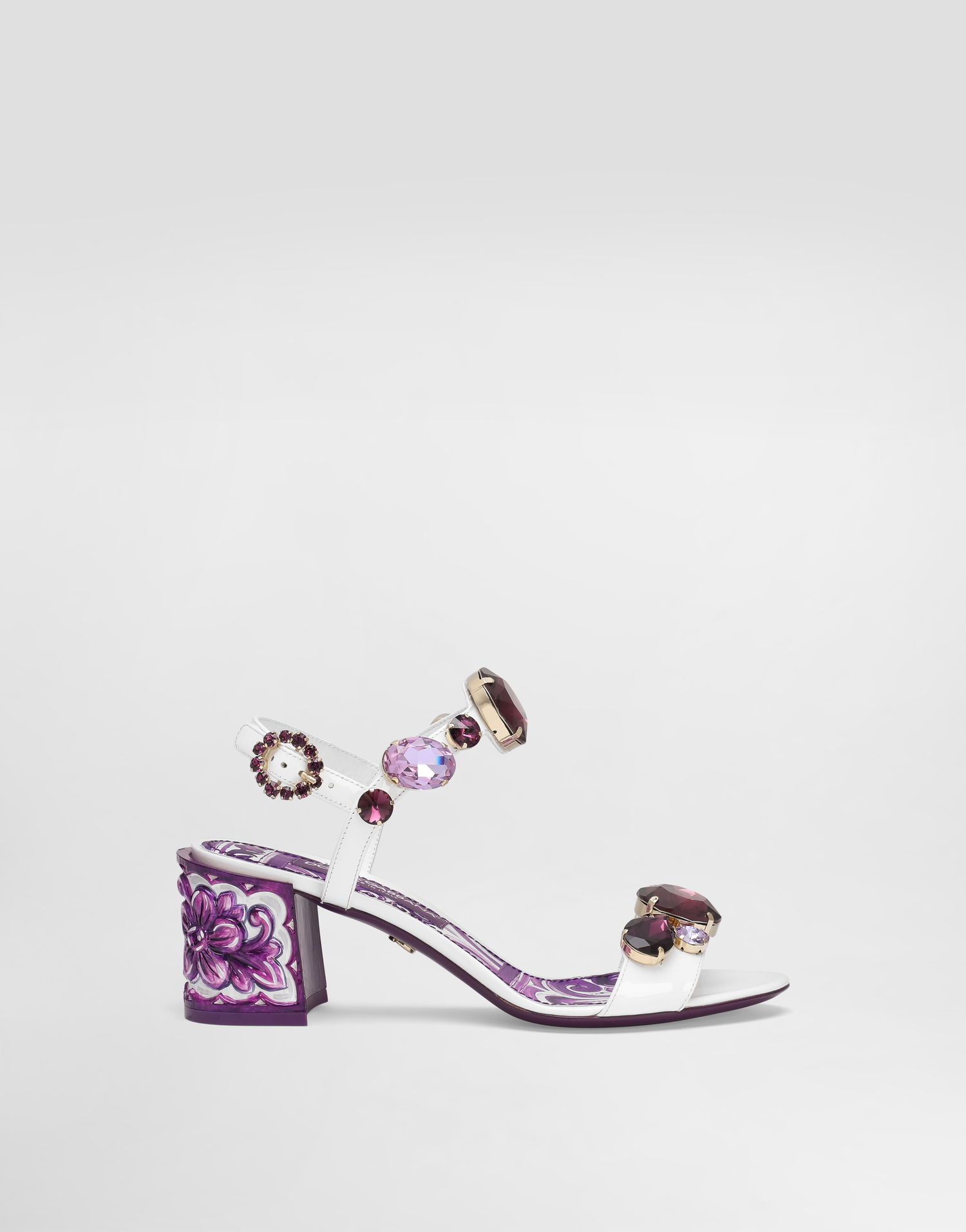 Tillbehör Dolce & Gabbana Dolce & Gabbana Patent Leather Sandals With Jeweled Embellishments Vit | CR1733AT848I03TN, 0