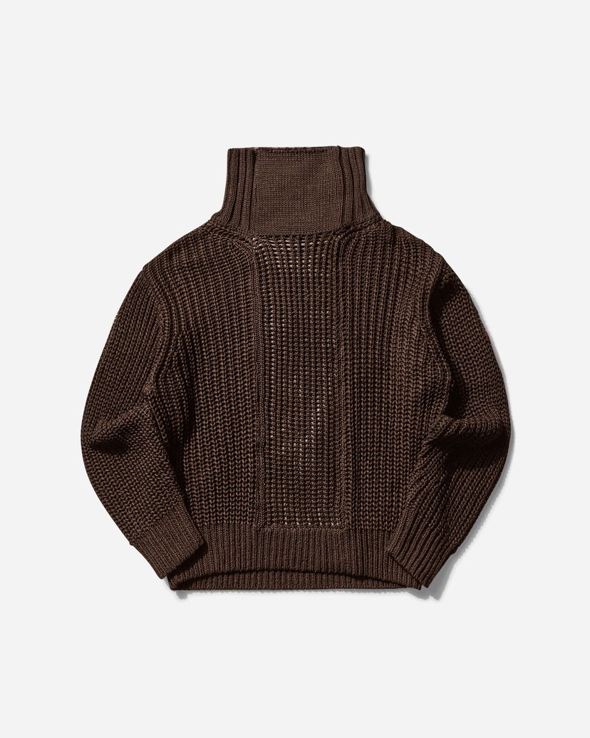 Sweater Cav Empt Twill Back Side Knit Sweater Brun | CES27KN01 BROWN