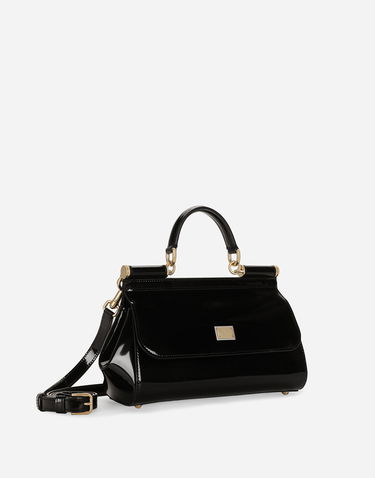Handväska Dolce & Gabbana Dolce & Gabbana Patent Leather Sicily Handbag Svart | BB7652B147180999, 2